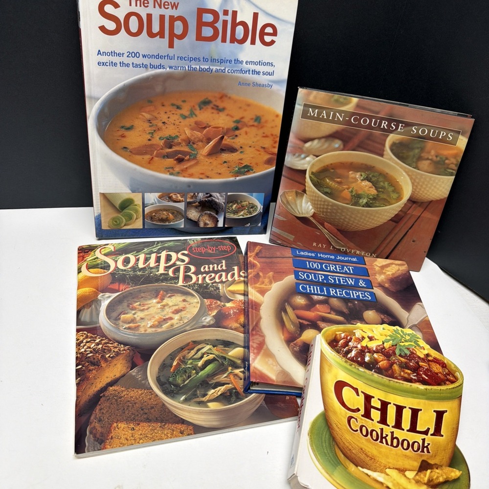 Soup Cookbooks Lot of 5 Books Soup Stew Chili Recipes